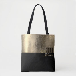 Bolsa Tote Nome Elegante Ouro Negro