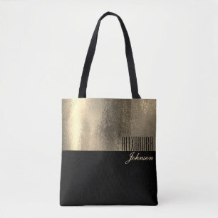 Bolsa Tote Nome Elegante Ouro Negro
