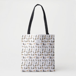 Bolsa Tote Nome Elegante Rações de Gatos Monogramas