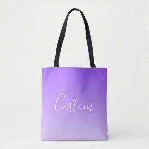 Bolsa Tote Nome em Letra Cursiva & Sombreado Roxo Claro Editá