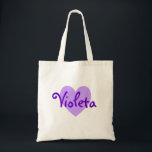 Bolsa Tote Nome em Roxo<br><div class="desc">Bonito design de nome de coração roxo. Um presente bonito para as meninas.</div>