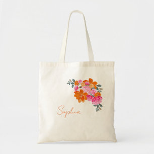 Bolsa Tote Nome Favor de Saída de Solteira Rosa Laranja