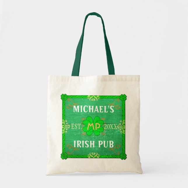 Bolsa Tote Nome feito sob encomenda irlandês do verde | de (Frente)