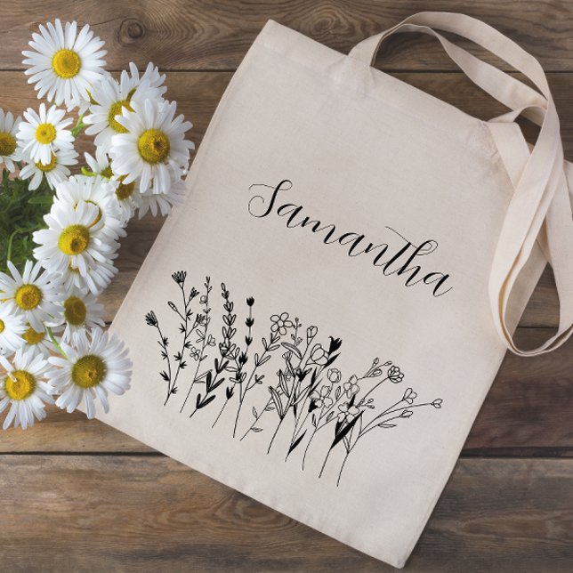 Bolsa Tote Nome Floral Bridesmaid Bachelorette (Personalized Bridesmaid Tote Bag)