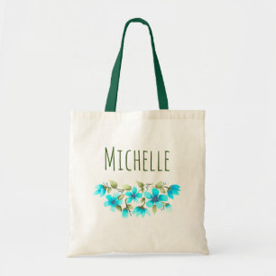 Bolsa Tote Nome Floral Verde Azul-Cria