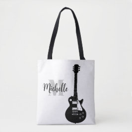 Bolsa Tote nome, inicial e preto treble music Guitar