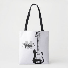 Bolsa Tote nome, inicial e preto treble music Guitar