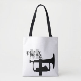 Bolsa Tote nome, inicial e preto treble music Guitar Tot