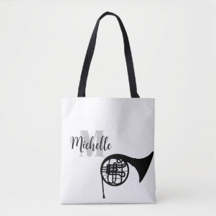 Bolsa Tote nome, inicial e preto treble music Guitar Tot