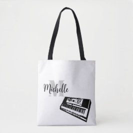 Bolsa Tote nome, inicial e preto treble music Guitar Tot
