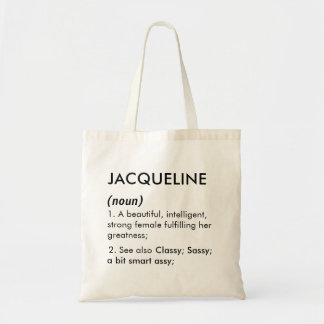 Bolsa Tote Nome Jacqueline, Nome editável, Nome personalizado