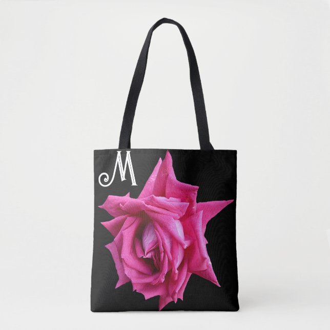 Bolsa Tote Nome M personalizável, cor-de-rosa rosa bonito, te (Frente)