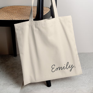 Bolsa Tote Nome Moderno Monograma Minimalista Moderno e Ele