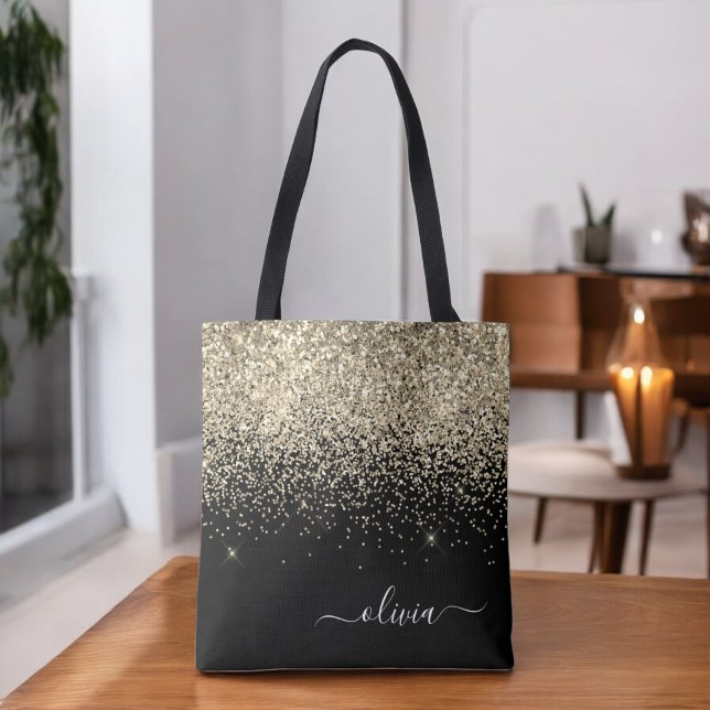 Bolsa Tote Nome Monograma Brilho Glitter Feminino Dourado Pre (Criador carregado)