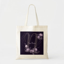Bolsa Tote Nome Monograma Frame Geométrico Violeta Floral Rox