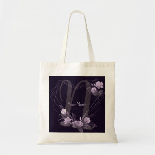 Bolsa Tote Nome Monograma Frame Geométrico Violeta Floral Rox