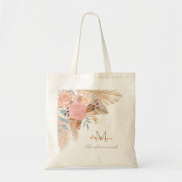 Bolsa Tote Nome Monograma Pampas Bridesmaid Tote Bag