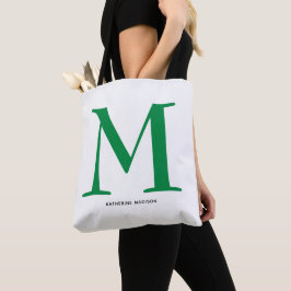 Bolsa Tote Nome Monograma Verde Elegante