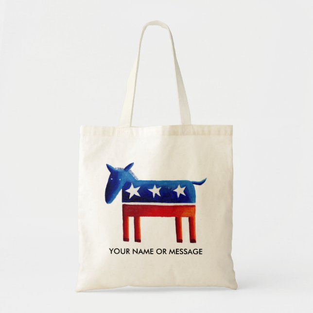 Bolsa Tote Nome Ou Mensagem Personalizada Do Donkey Democráti (Frente)
