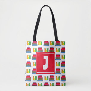 Bolsa Tote Nome Padrão de Livro Colorido