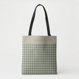 bolsa tote nome padrão verde argila