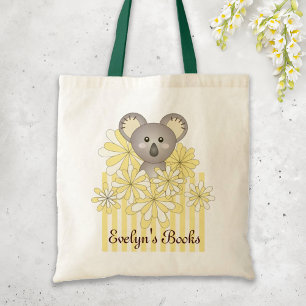 Bolsa Tote Nome Personalizado Amarelo Fofa Koala Bebê Criança