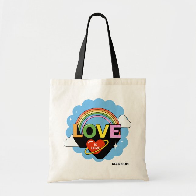 Bolsa Tote Nome Personalizado "Amor É Amor" (Frente)