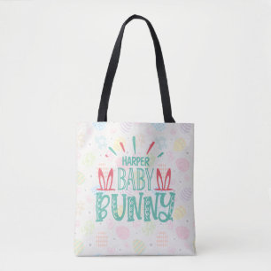 Bolsa Tote NOME Personalizado Baby Bunny Butterfly Ovos de Pá