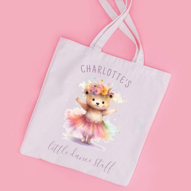 Bolsa Tote Nome Personalizado Ballerina Cute Aquarela (Criador carregado)