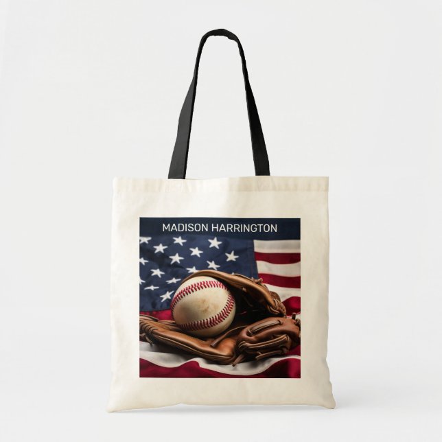 Bolsa Tote Nome Personalizado Baseball Americano (Frente)