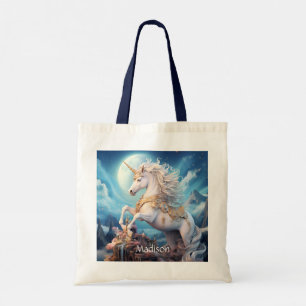 Bolsa Tote Nome Personalizado Belo Unicórnio