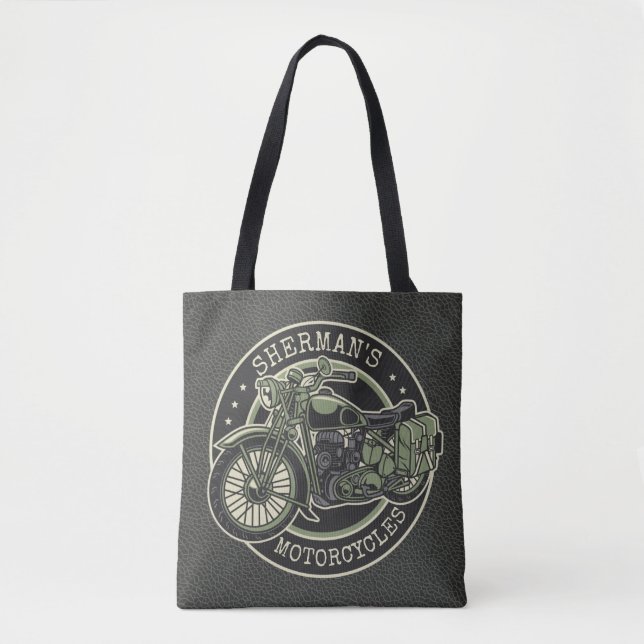 Bolsa Tote NOME Personalizado Biker de Motocicletas Militar R (Frente)