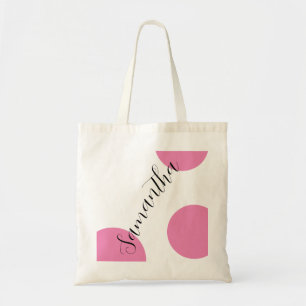 Bolsa Tote Nome Personalizado Bolinhas Rosa Grandes