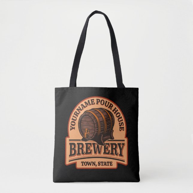 Bolsa Tote Nome Personalizado Brewery do barril de cerveja de (Frente)