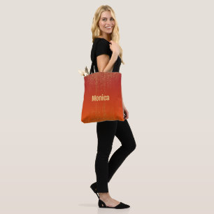 Bolsa Tote Nome personalizado brilho amarelo laranja elegante