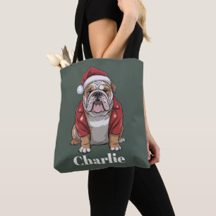 Bolsa Tote Nome Personalizado Cachorro Bulldog Inglês Natal