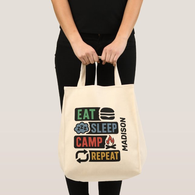 Bolsa Tote Nome Personalizado Camping (Frente (produto))
