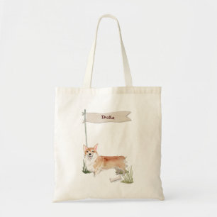 Bolsa Tote Nome Personalizado Cão de Pet Corgi