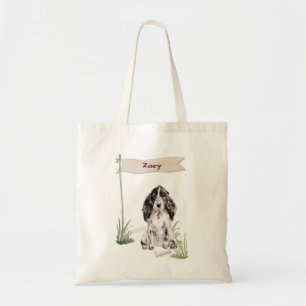 Bolsa Tote Nome Personalizado Cão Pet Cocker Spaniel