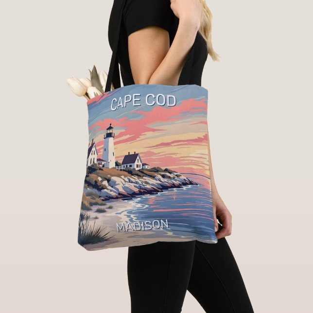 Bolsa Tote Nome personalizado Cape Cod Massachusetts (Close Up)