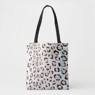 Bolsa Tote Nome Personalizado Cheetah Impressão Animal Padrão