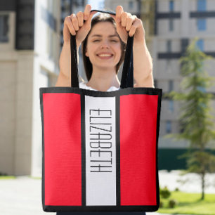 Bolsa Tote Nome Personalizado com Monograma em Bloco de Cores