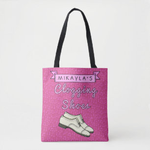 Bolsa Tote Nome personalizado cor-de-rosa de obstrução de