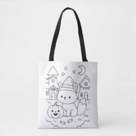 Bolsa Tote Nome Personalizado Cute Halloween Criança DIY Colo