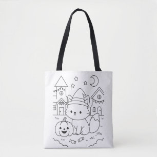 Bolsa Tote Nome Personalizado Cute Halloween Criança DIY Colo