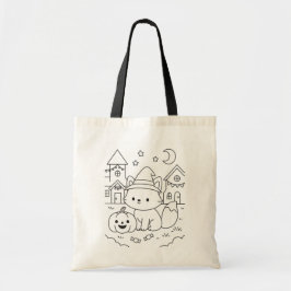 Bolsa Tote Nome Personalizado Cute Halloween Criança DIY Colo