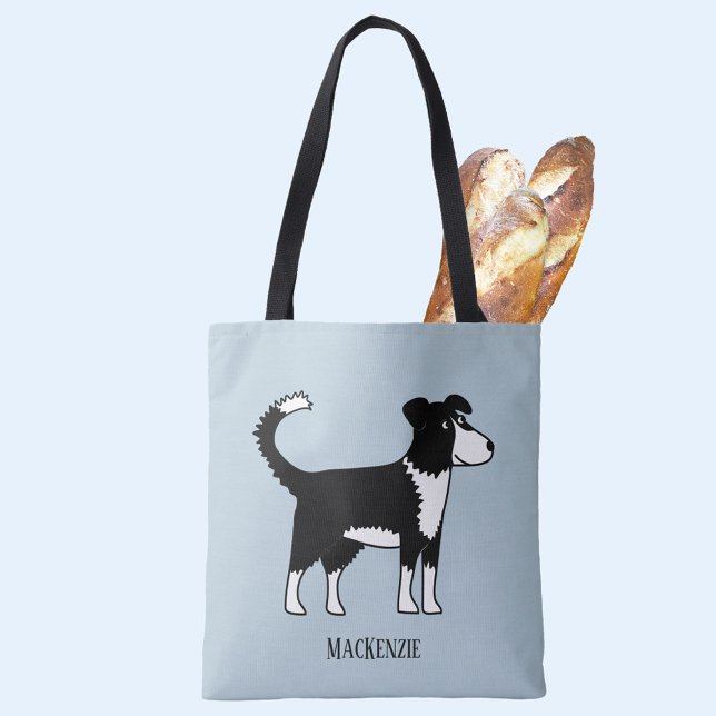 Bolsa Tote Nome Personalizado da Coca-Cola de Borda Galesa (Welsh Border Collie Sheepdog personalized name tote bag for dog lovers)