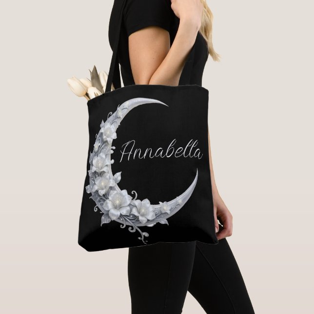 Bolsa Tote Nome Personalizado da Deusa da Lua Celestial em Pr (Close Up)