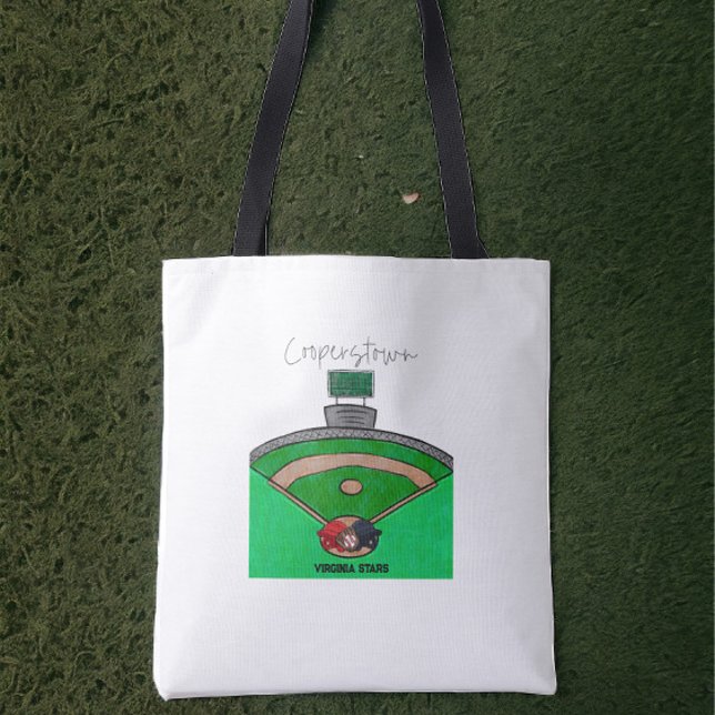 Bolsa Tote Nome Personalizado da Equipe de Campo Cooperstown (Criador carregado)