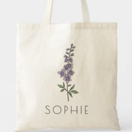Bolsa Tote Nome Personalizado da Flor de Nascimento do LARKSP